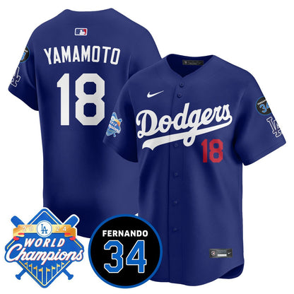 LA Dodgers - World Series Champions 2024/Fernando Valenzuela Memorial Jersey - All Stitched