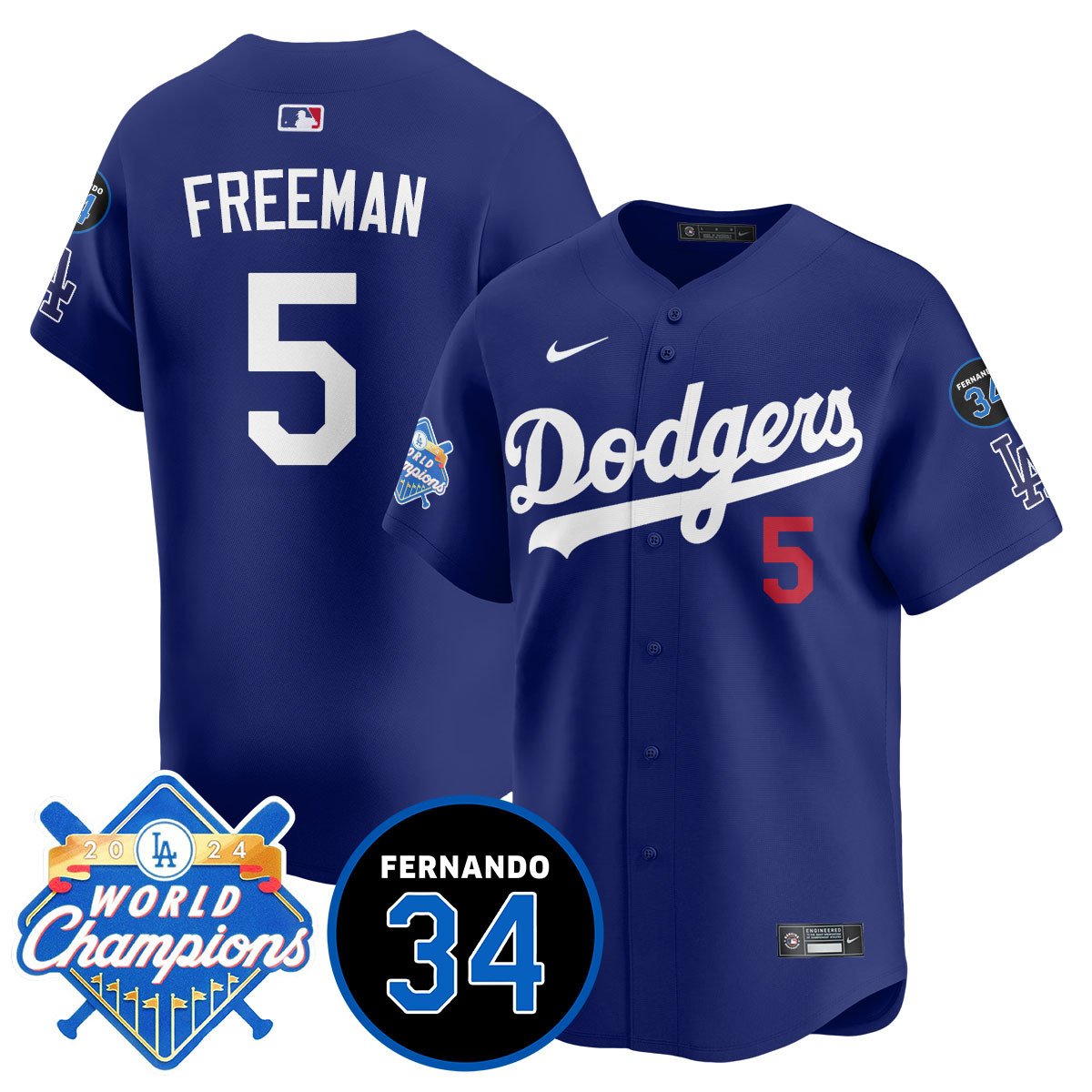 LA Dodgers - World Series Champions 2024/Fernando Valenzuela Memorial Jersey - All Stitched