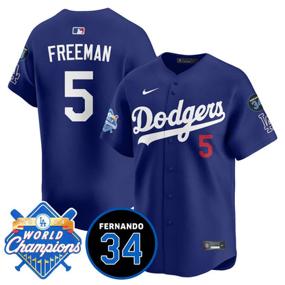 LA Dodgers - World Series Champions 2024/Fernando Valenzuela Memorial Jersey - All Stitched