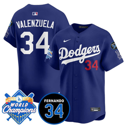 LA Dodgers - World Series Champions 2024/Fernando Valenzuela Memorial Jersey - All Stitched