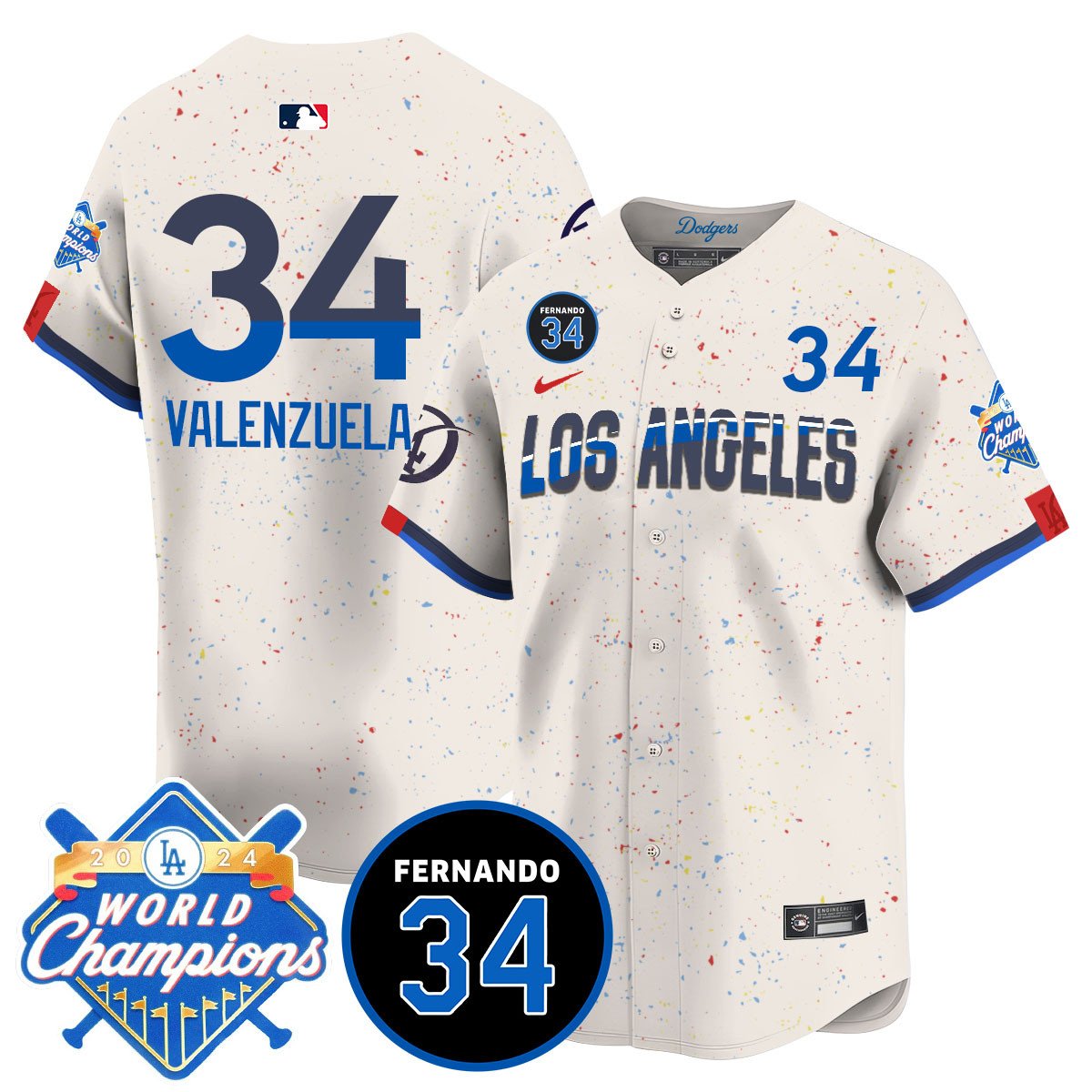 LA Dodgers - World Series Champions 2024/Fernando Valenzuela Memorial Jersey - All Stitched