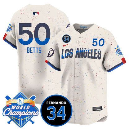 LA Dodgers - World Series Champions 2024/Fernando Valenzuela Memorial Jersey - All Stitched