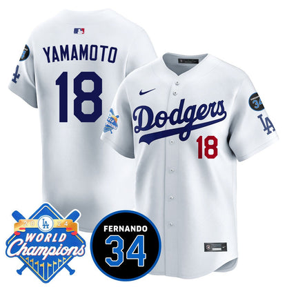 LA Dodgers - World Series Champions 2024/Fernando Valenzuela Memorial Jersey - All Stitched