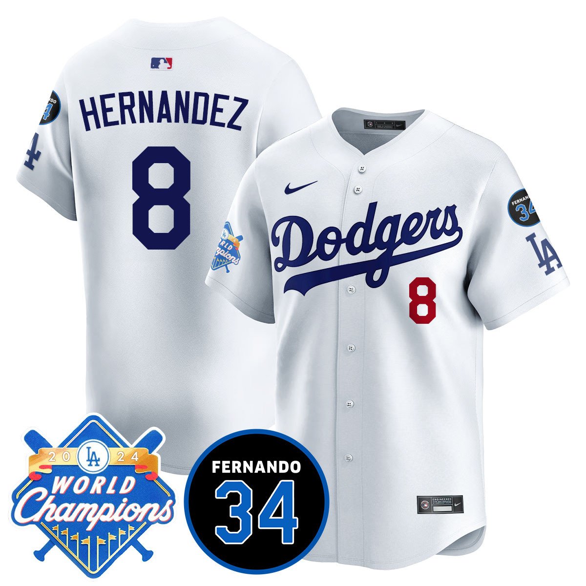 LA Dodgers - World Series Champions 2024/Fernando Valenzuela Memorial Jersey - All Stitched