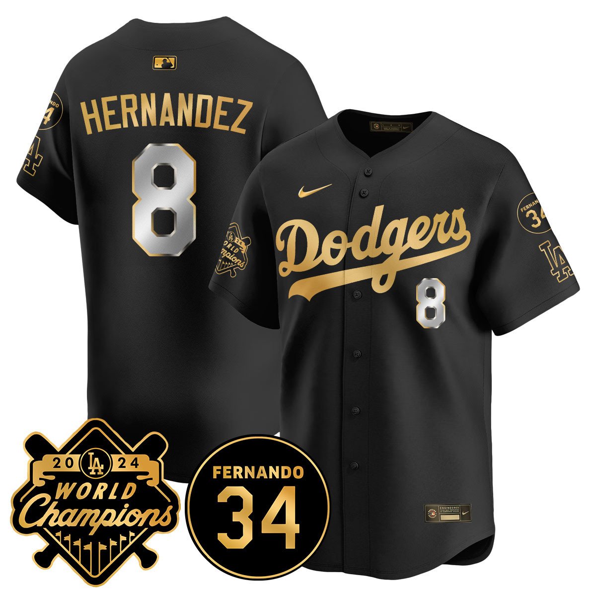 LA Dodgers - World Series Champions 2024/Fernando Valenzuela Memorial Jersey - All Stitched