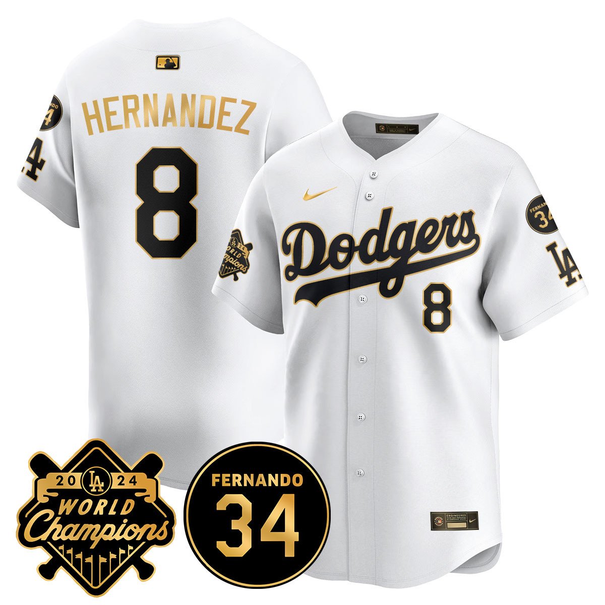 Men's LA Dodgers - World Series Champions 2024/Fernando Valenzuela Memorial Jersey - All Stitched