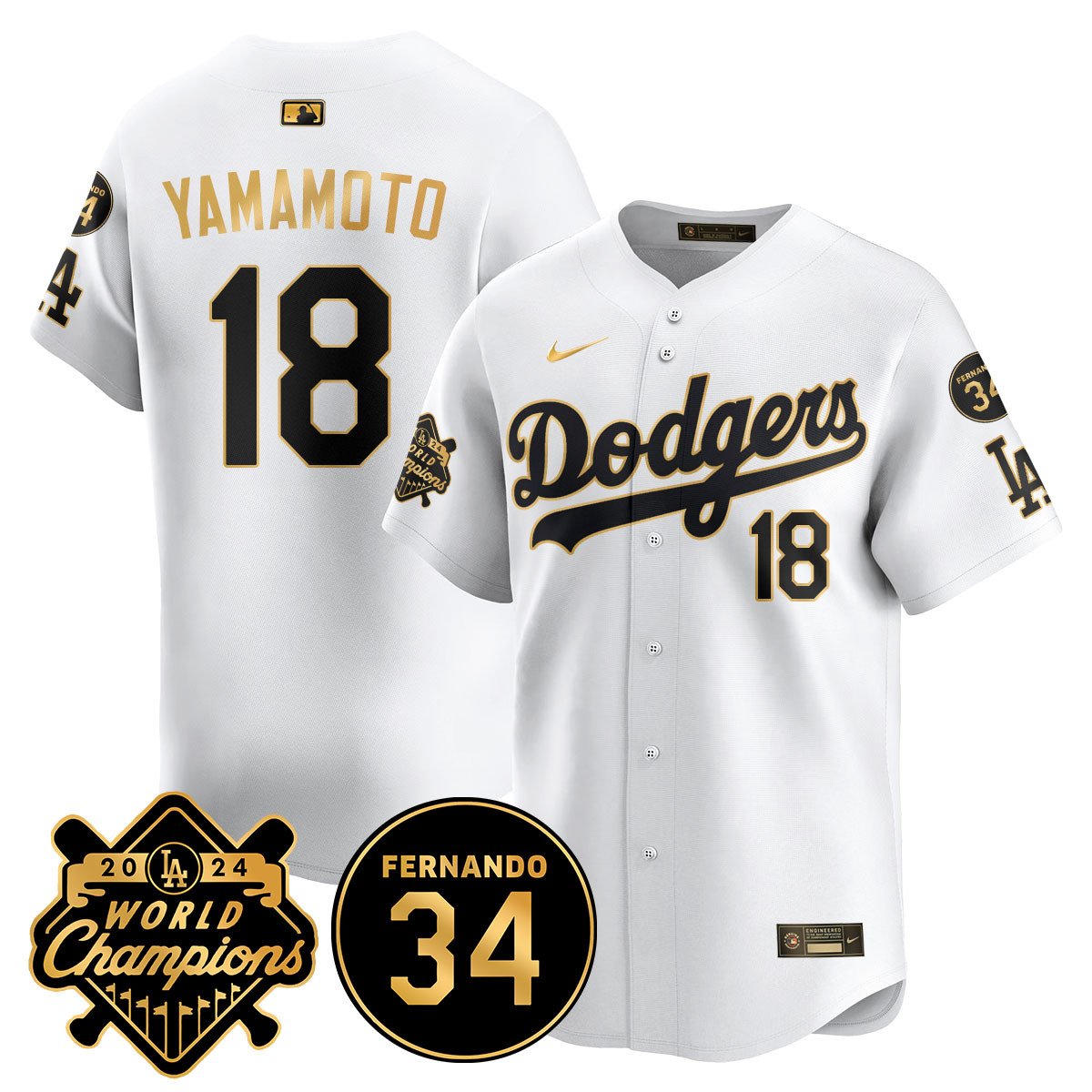 Men's LA Dodgers - World Series Champions 2024/Fernando Valenzuela Memorial Jersey - All Stitched