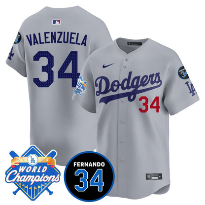 LA Dodgers - World Series Champions 2024/Fernando Valenzuela Memorial Jersey - All Stitched