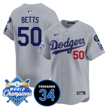 LA Dodgers - World Series Champions 2024/Fernando Valenzuela Memorial Jersey - All Stitched