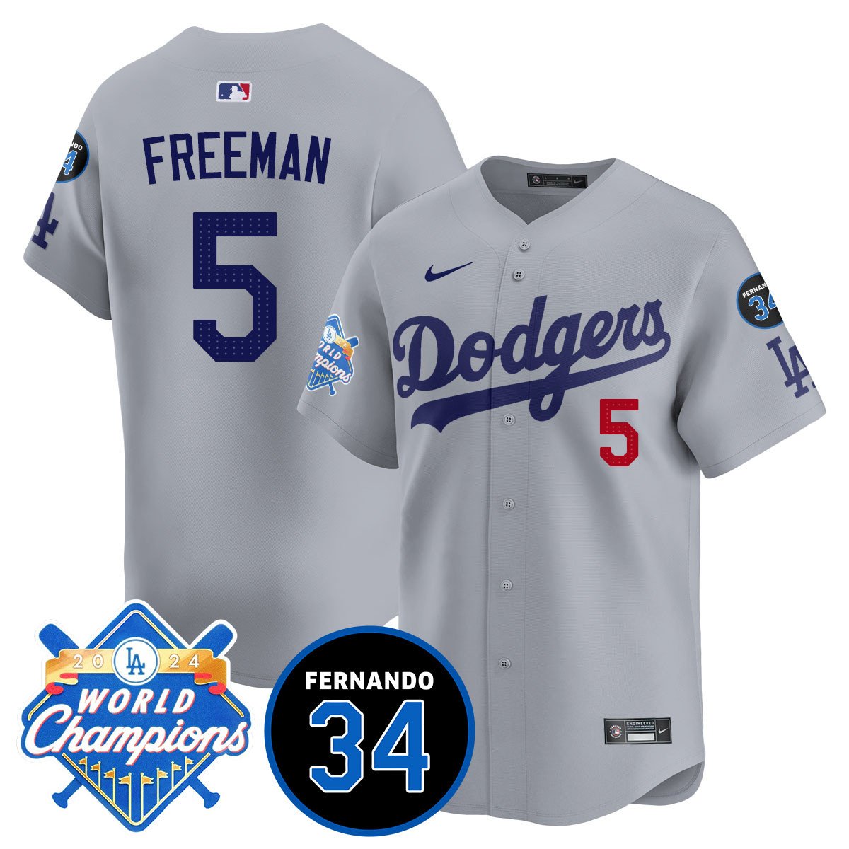 LA Dodgers - World Series Champions 2024/Fernando Valenzuela Memorial Jersey - All Stitched