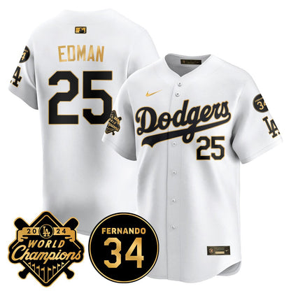 LA Dodgers - World Series Champions 2024/Fernando Valenzuela Memorial Jersey - All Stitched