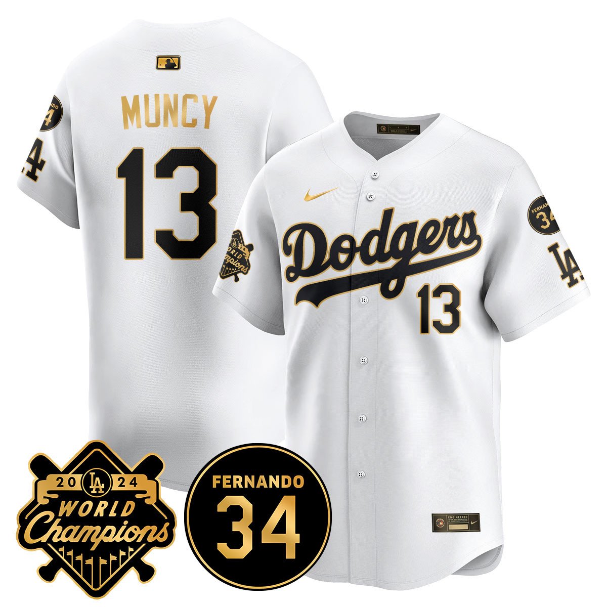 LA Dodgers - World Series Champions 2024/Fernando Valenzuela Memorial Jersey - All Stitched