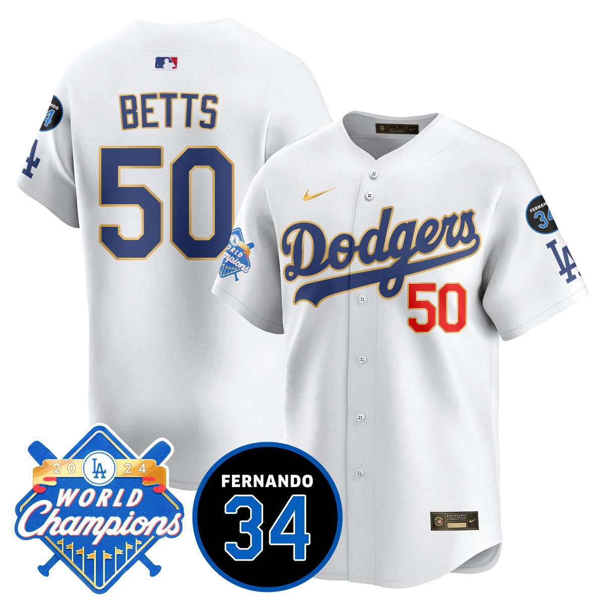 LA Dodgers - World Series Champions 2024/Fernando Valenzuela Memorial Jersey - All Stitched