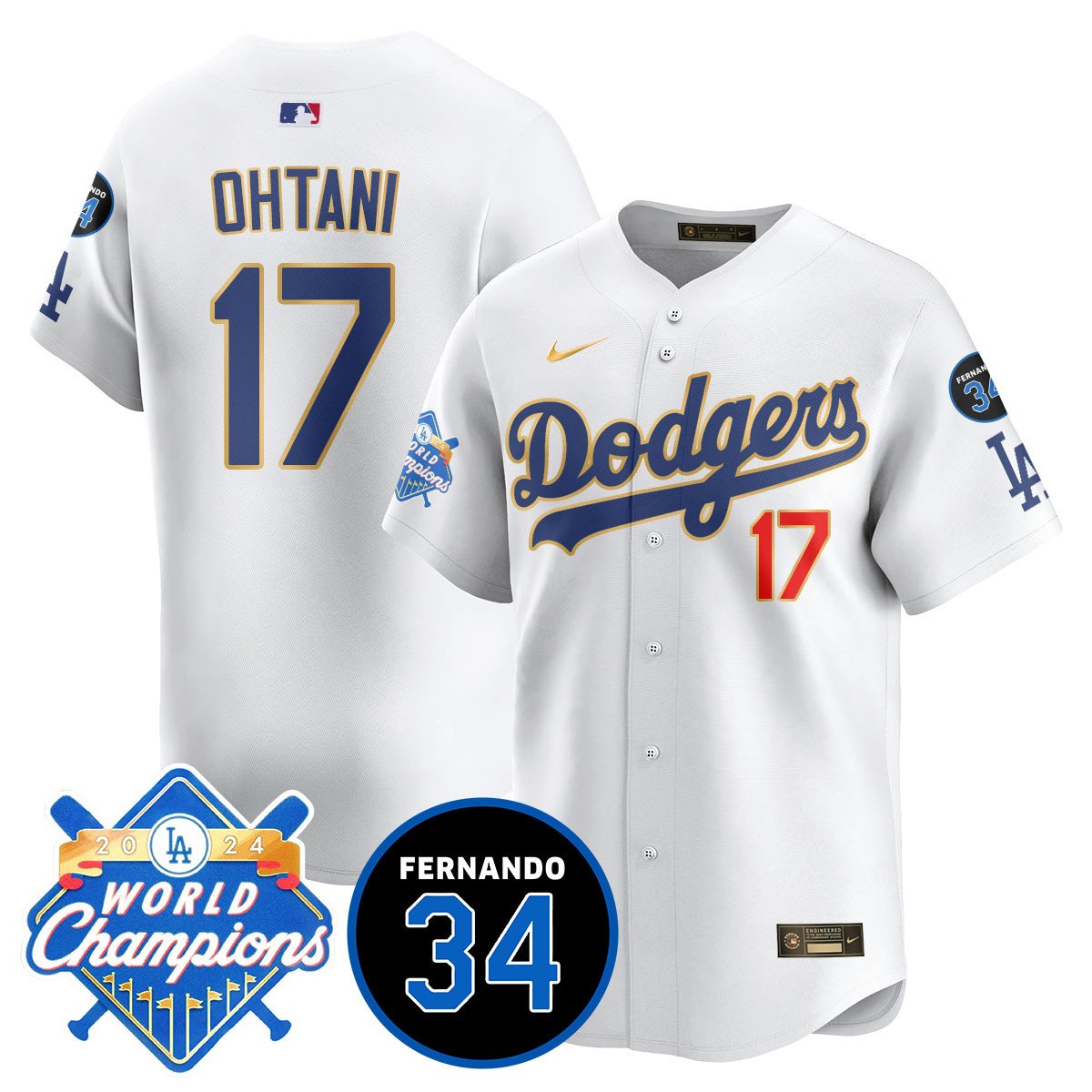 LA Dodgers - World Series Champions 2024/Fernando Valenzuela Memorial Jersey - All Stitched