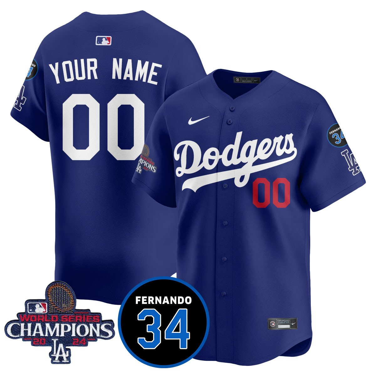 Custom Dodgers - World Series Champions 2024 Jersey - All Stitched