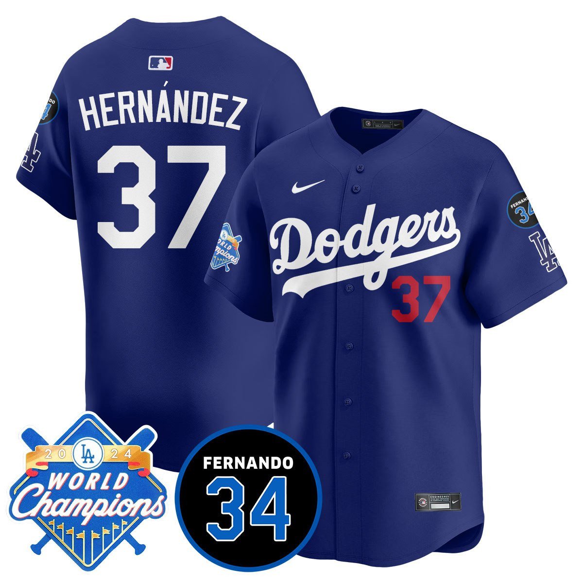 LA Dodgers - World Series Champions 2024/Fernando Valenzuela Memorial Jersey - All Stitched