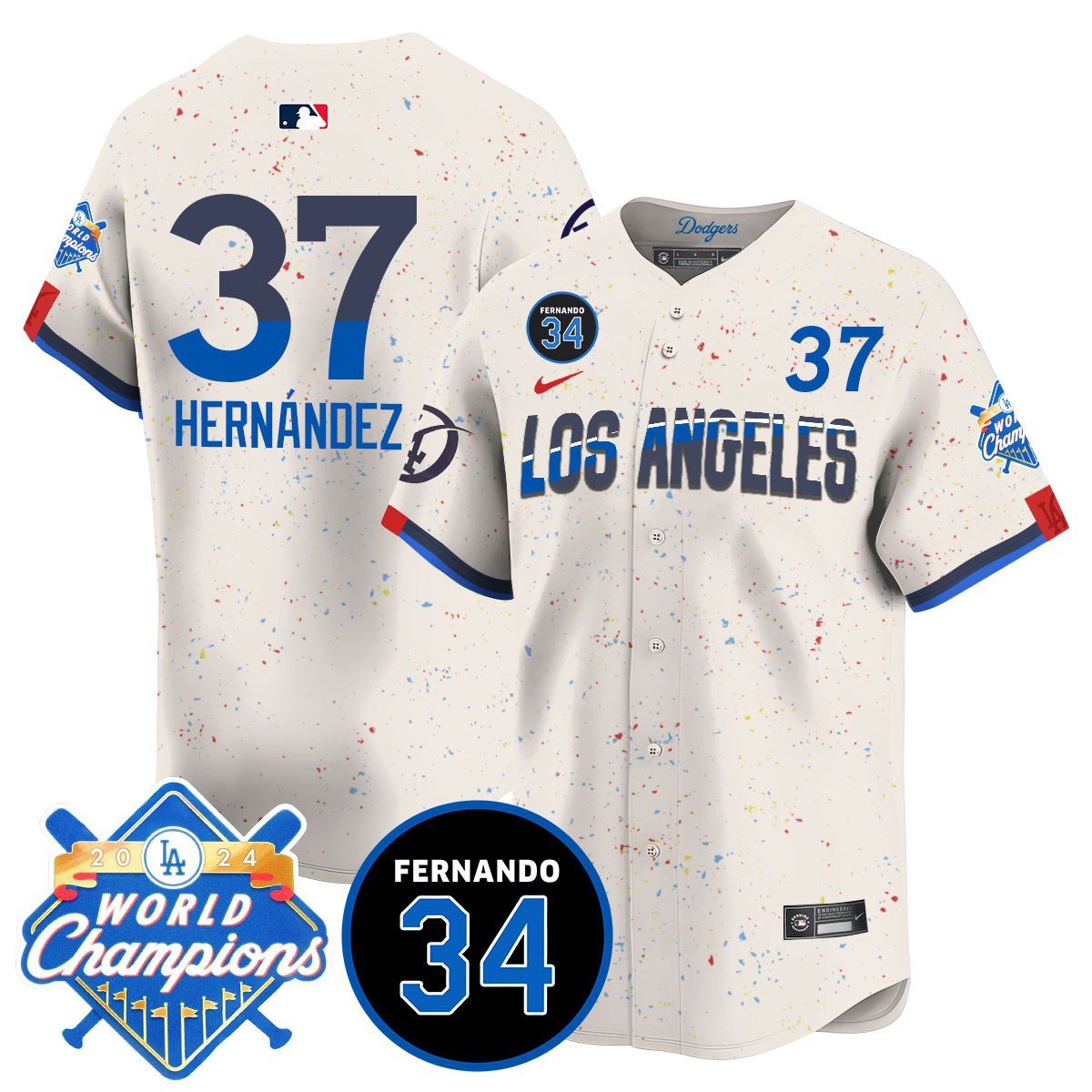 LA Dodgers - World Series Champions 2024/Fernando Valenzuela Memorial Jersey - All Stitched