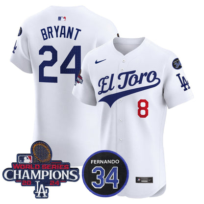 Dodgers El Toro 2024 World Series Champions Patch Vapor Premier Elite Jersey - All Stitched