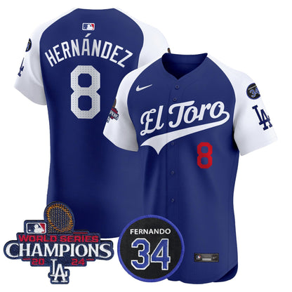 Dodgers El Toro 2024 World Series Champions Patch Vapor Premier Elite Jersey - All Stitched