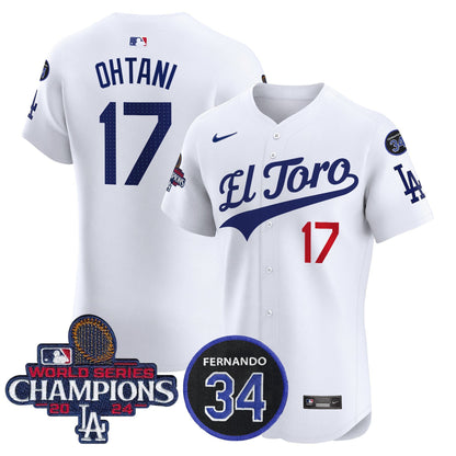 Dodgers El Toro 2024 World Series Champions Patch Vapor Premier Elite Jersey - All Stitched