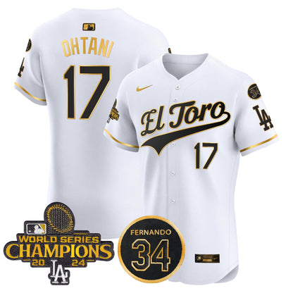 Dodgers El Toro 2024 World Series Champions Patch Vapor Premier Elite Jersey - All Stitched