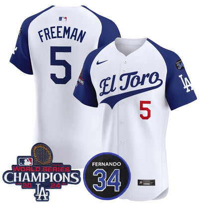 Dodgers El Toro 2024 World Series Champions Patch Vapor Premier Elite Jersey - All Stitched