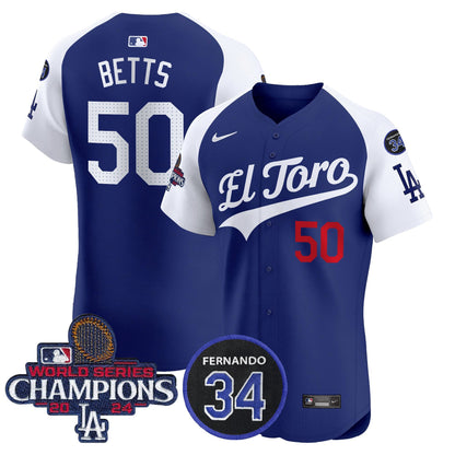 Dodgers El Toro 2024 World Series Champions Patch Vapor Premier Elite Jersey - All Stitched