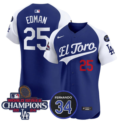 Dodgers El Toro 2024 World Series Champions Patch Vapor Premier Elite Jersey - All Stitched