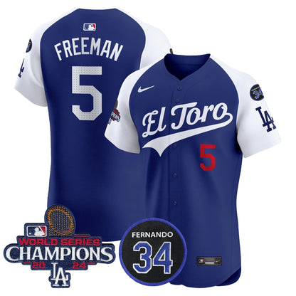 Dodgers El Toro 2024 World Series Champions Patch Vapor Premier Elite Jersey - All Stitched