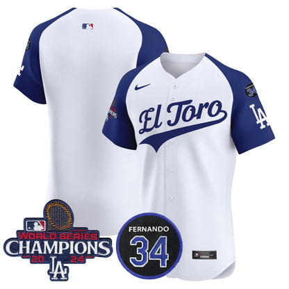 Dodgers El Toro 2024 World Series Champions Patch Vapor Premier Elite Jersey - All Stitched