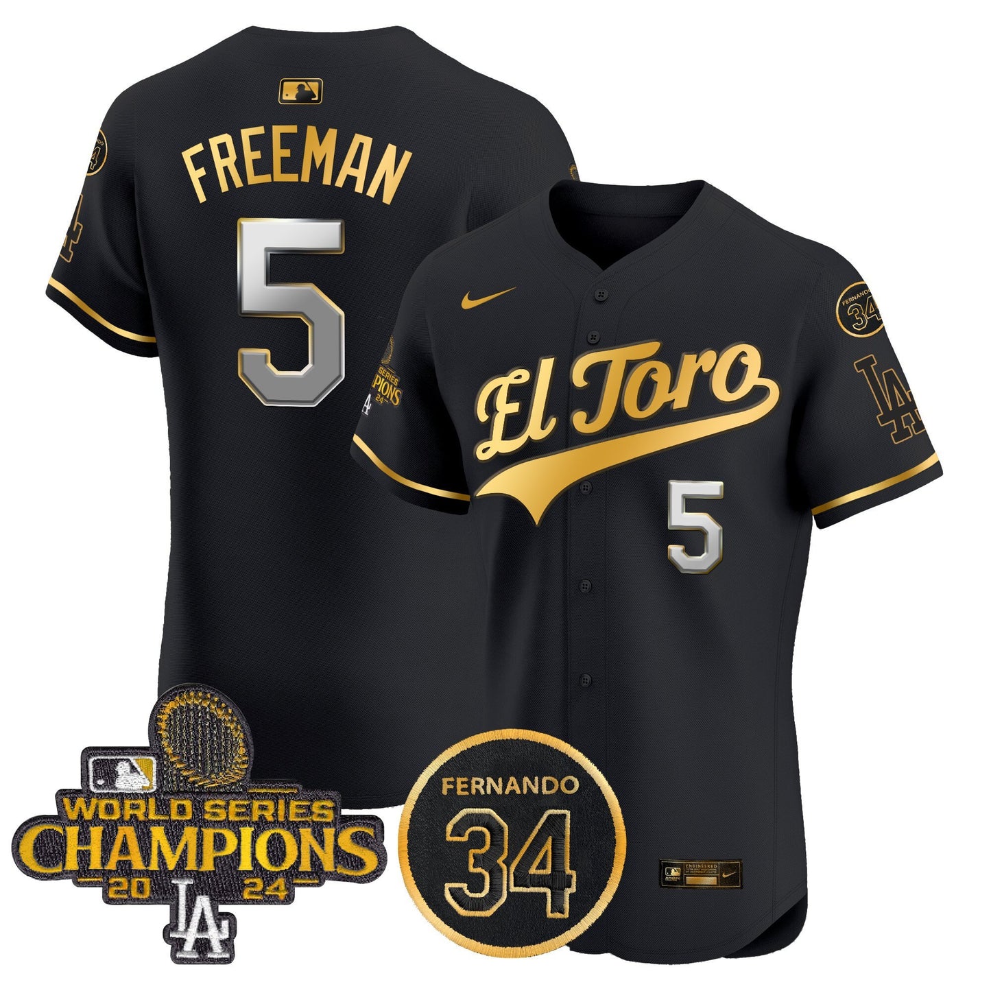 Dodgers El Toro 2024 World Series Champions Patch Vapor Premier Elite Jersey - All Stitched