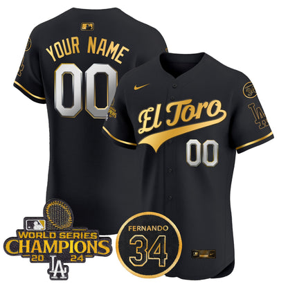 Dodgers El Toro 2024 World Series Champions Patch Vapor Premier Elite Custom Jersey - All Stitched