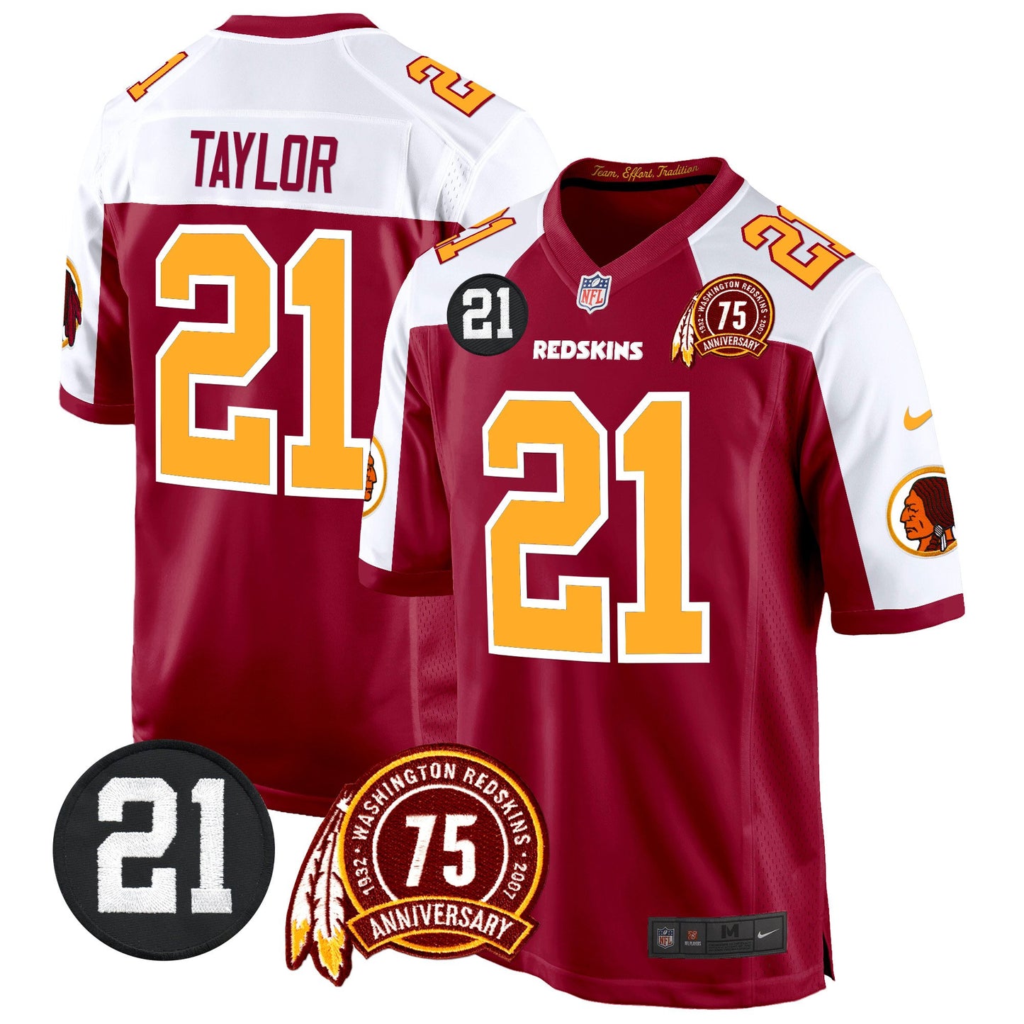 Washington Redskins 75th & Sean Taylor Patch Game Jersey - All Stitched