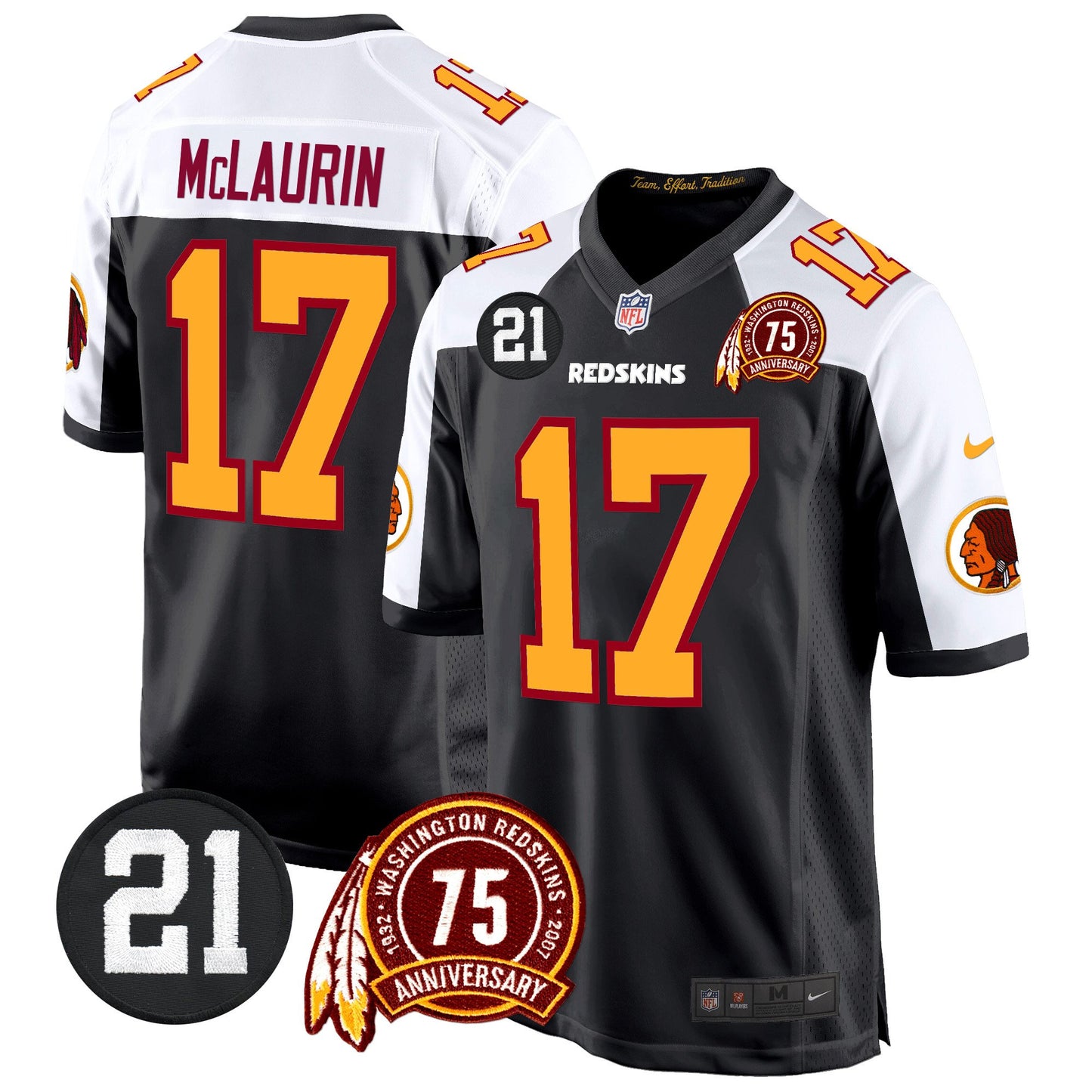 Washington Redskins 75th & Sean Taylor Patch Game Jersey - All Stitched