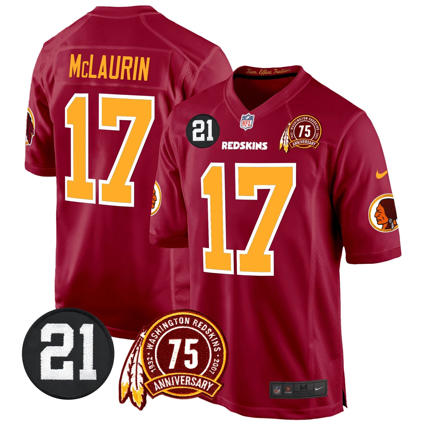 Washington Redskins 75th & Sean Taylor Patch Game Jersey - All Stitched