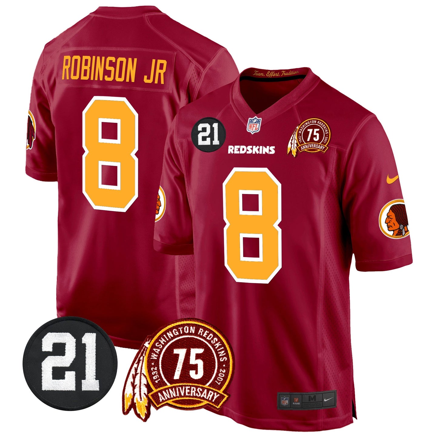 Washington Redskins 75th & Sean Taylor Patch Game Jersey - All Stitched