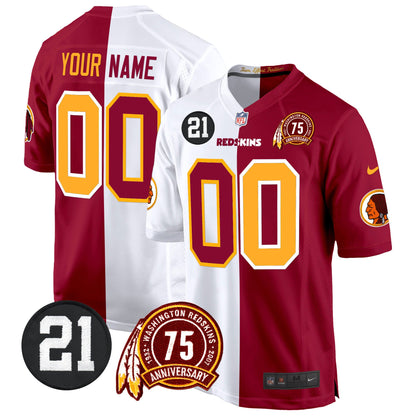 Washington Redskins 75th & Sean Taylor Patch Game Custom Jersey - All Stitched