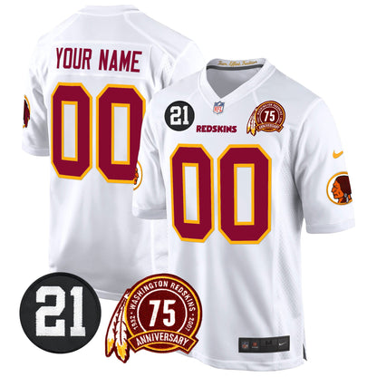 Washington Redskins 75th & Sean Taylor Patch Game Custom Jersey - All Stitched