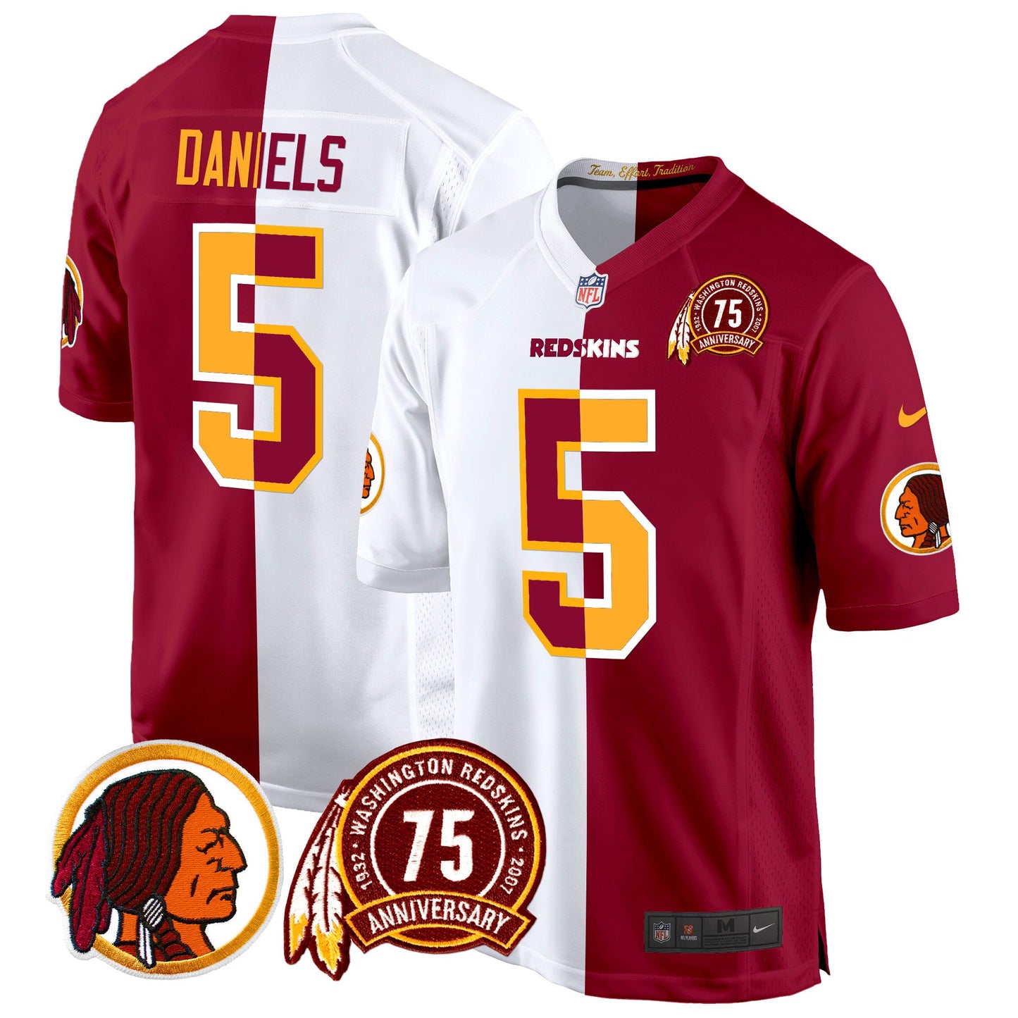 Washington Redskins 75th Patch Throwback Game Jersey - All Stitched