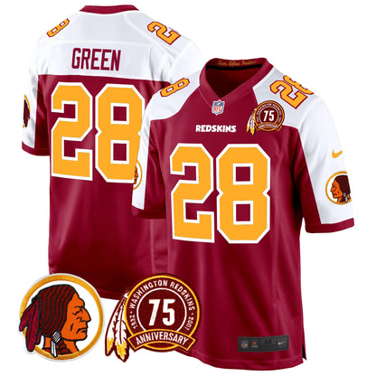 Washington Redskins 75th Patch Throwback Game Jersey - All Stitched