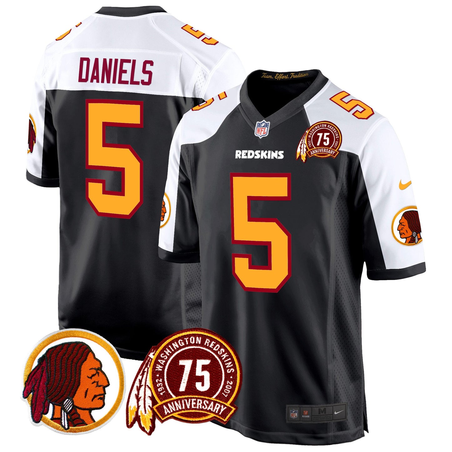 Washington Redskins 75th Patch Throwback Game Jersey - All Stitched