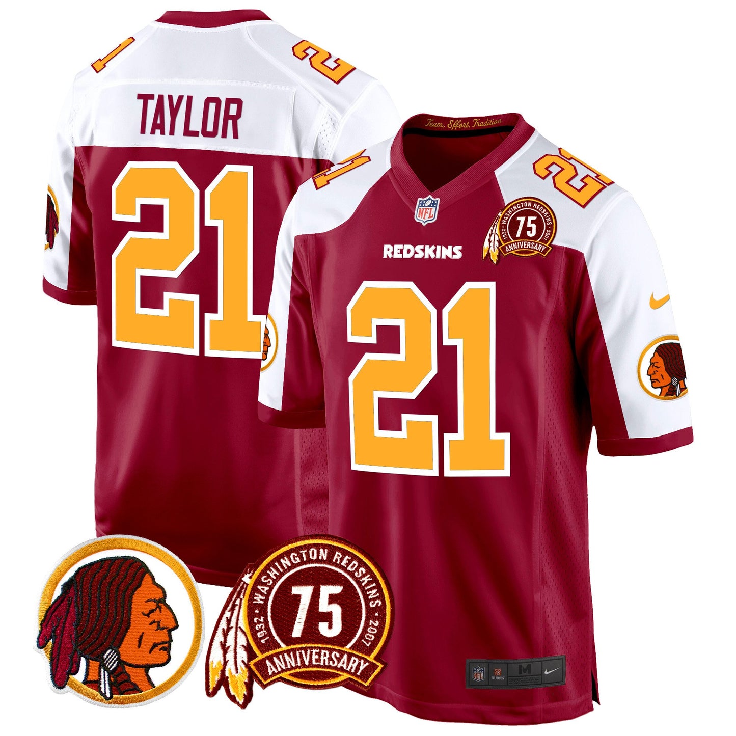 Washington Redskins 75th Patch Throwback Game Jersey - All Stitched