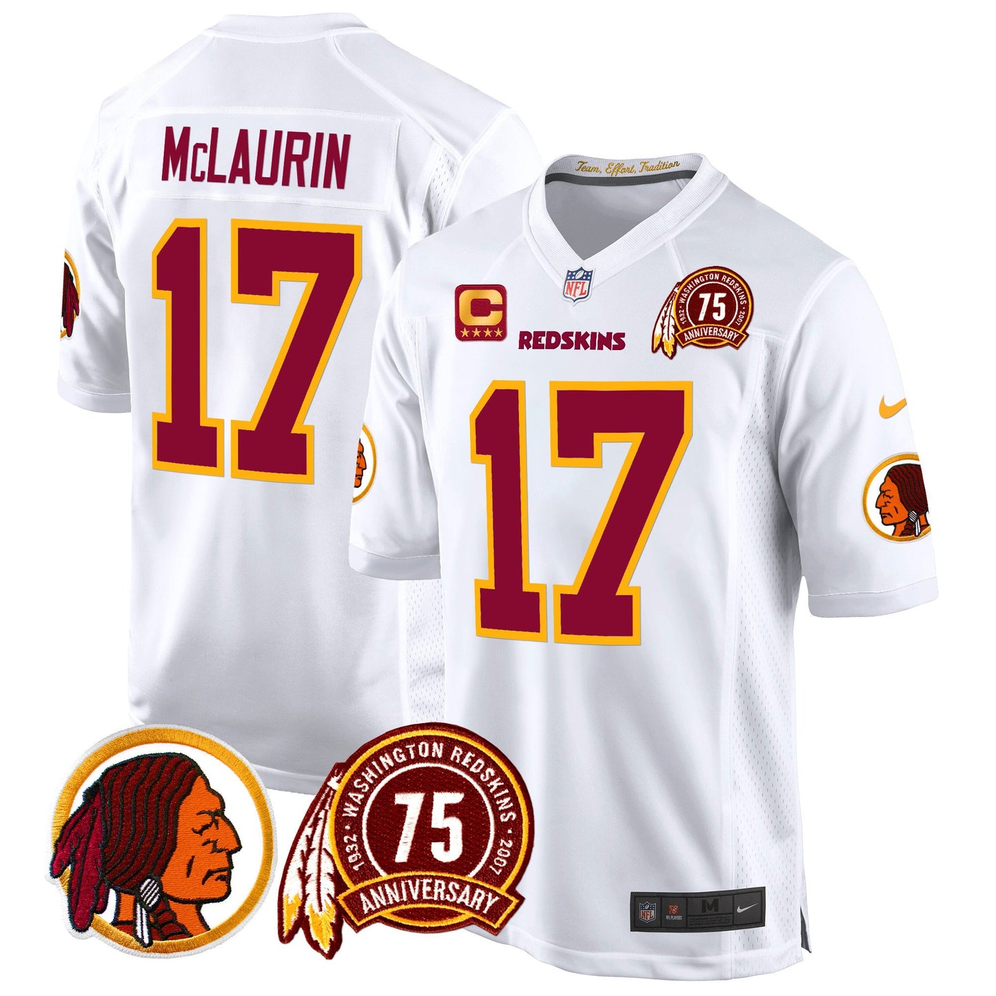 Washington Redskins 75th Patch Throwback Game Jersey - All Stitched