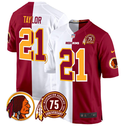 Washington Redskins 75th Patch Throwback Game Jersey - All Stitched