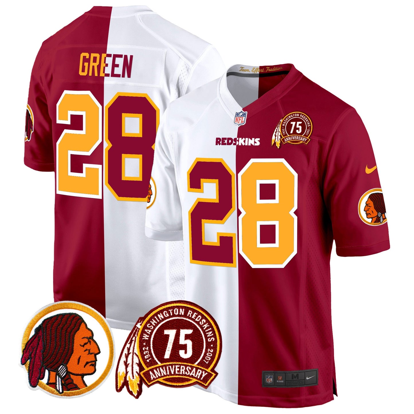 Washington Redskins 75th Patch Throwback Game Jersey - All Stitched