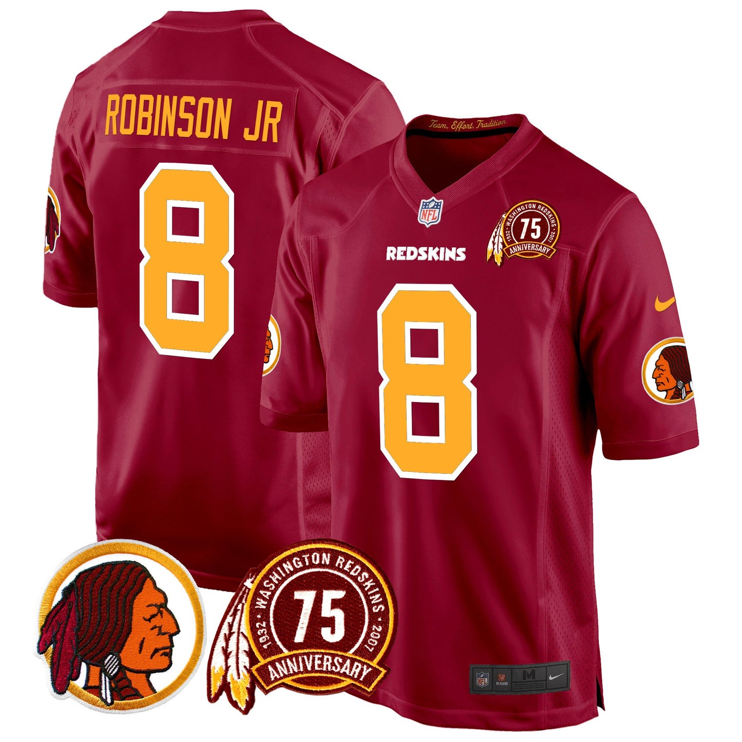 Washington Redskins 75th Patch Throwback Game Jersey - All Stitched