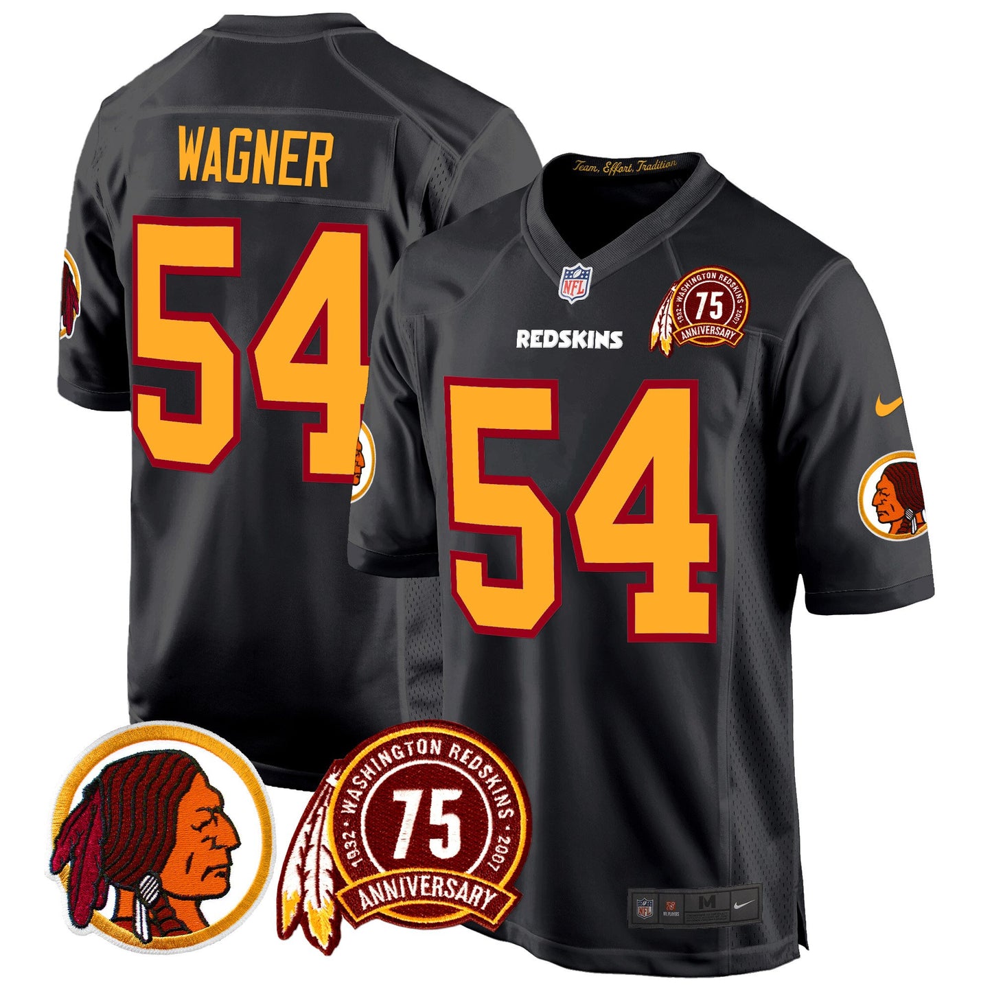 Washington Redskins 75th Patch Throwback Game Jersey - All Stitched