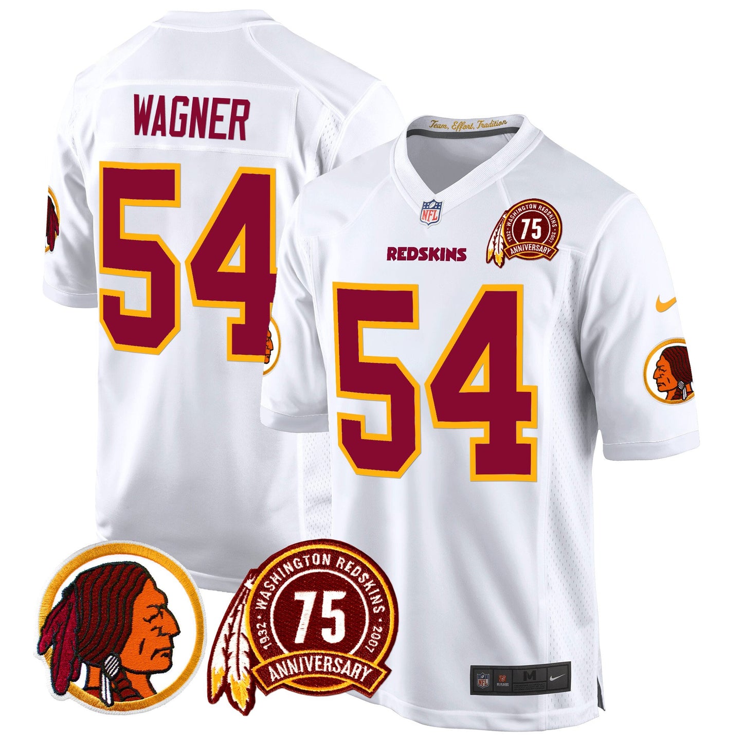 Washington Redskins 75th Patch Throwback Game Jersey - All Stitched