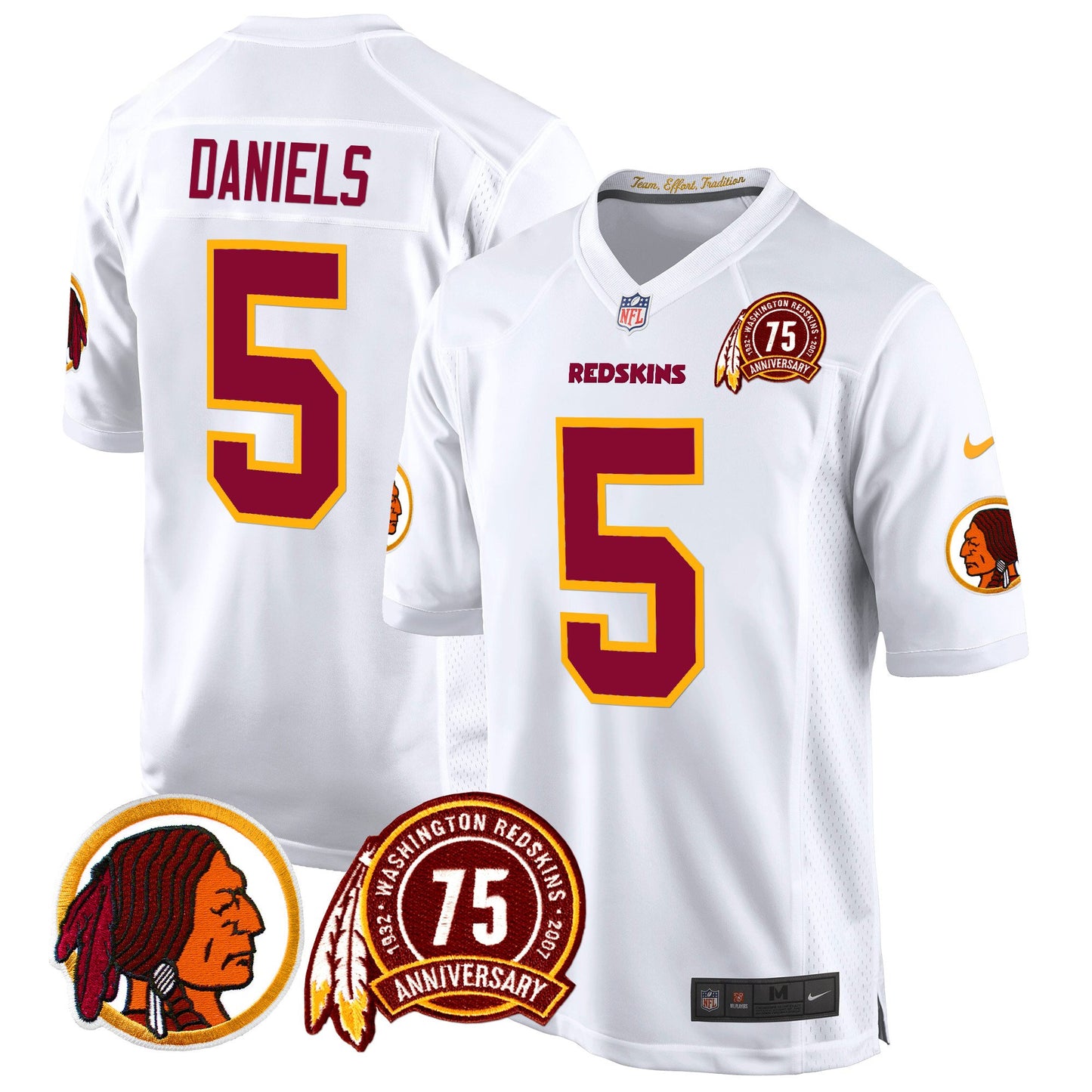 Washington Redskins 75th Patch Throwback Game Jersey - All Stitched