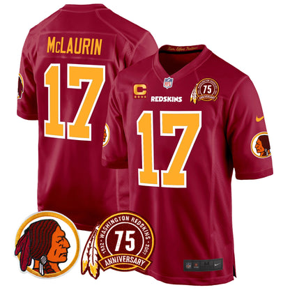 Washington Redskins 75th Patch Throwback Game Jersey - All Stitched